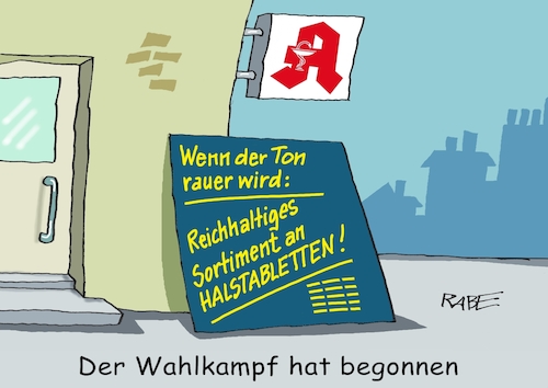 Cartoon: Raues Klima (medium) by RABE tagged ampel,ampelregierung,rot,grün,gelb,fdp,spd,grüne,rabe,ralf,böhme,cartoon,karikatur,pressezeichnung,farbcartoon,tagescartoon,inflation,einkommen,rente,rentenpaket,bruch,streit,neuwahlen,vertrauensfrage,wahltermin,wahlkampf,apotheke,halsschmerzen,medizin,tabletten,ampel,ampelregierung,rot,grün,gelb,fdp,spd,grüne,rabe,ralf,böhme,cartoon,karikatur,pressezeichnung,farbcartoon,tagescartoon,inflation,einkommen,rente,rentenpaket,bruch,streit,neuwahlen,vertrauensfrage,wahltermin,wahlkampf,apotheke,halsschmerzen,medizin,tabletten