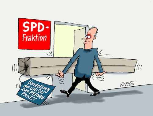 Cartoon: Reformpaketchen (medium) by RABE tagged merz,kanzler,koalition,union,spd,klingbeil,cartoon,karikatur,pressezeichnung,farbcartoon,tagescartoon,db,bahn,frühling,frühjahr,frühjahrsputz,ice,zug,blumenkasten,blumenkästen,reform,reformpaket,rentenreform,fraktion,besuch,vorstellung,abstimmung,streit,koalitionsstreit,merz,kanzler,koalition,union,spd,klingbeil,cartoon,karikatur,pressezeichnung,farbcartoon,tagescartoon,db,bahn,frühling,frühjahr,frühjahrsputz,ice,zug,blumenkasten,blumenkästen,reform,reformpaket,rentenreform,fraktion,besuch,vorstellung,abstimmung,streit,koalitionsstreit