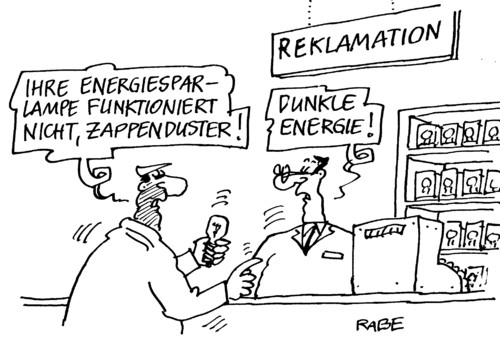 Cartoon: Reklamation (medium) by RABE tagged energie,energiesparlampe,glühlampe,glühbirne,lampenladen,leuchtkörper,beleuchtung,reklamation,verkäufer,käufer,kunde,beratung,ladentisch,kasse,materie,all,universum,urknall,astrophysik,physik,nobelpreis,nobelpreisverleihung,oslo,energie,materie,all,universum,himmelskörper,urknall,lampen,leuchten,glühbirne,glühlampe