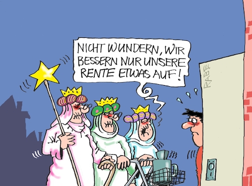 Cartoon: Rentnerdasein (medium) by RABE tagged ampel,ampelregierung,rot,grün,gelb,fdp,spd,grüne,rabe,ralf,böhme,cartoon,karikatur,pressezeichnung,farbcartoon,tagescartoon,inflation,einkommen,rente,rentenpaket,bruch,streit,neuwahlen,dreikönigstag,dreikönigstreffen,sternsinger,spende,rentner,rollator,sammelbüchse,ampel,ampelregierung,rot,grün,gelb,fdp,spd,grüne,rabe,ralf,böhme,cartoon,karikatur,pressezeichnung,farbcartoon,tagescartoon,inflation,einkommen,rente,rentenpaket,bruch,streit,neuwahlen,dreikönigstag,dreikönigstreffen,sternsinger,spende,rentner,rollator,sammelbüchse