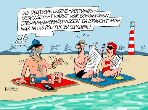 Cartoon: Rettung naht (medium) by RABE tagged deutsch,lebensrettungsgesellschaft,dlrg,strömung,strömungsverhältnisse,gefahr,warnung,schwierigkeiten,rabe,ralf,böhme,cartoon,karikatur,pressezeichnung,farbcartoon,tagescartoon,lebenretter,strand,meer,meeresströmung,badegäste,politiker,deutsch,lebensrettungsgesellschaft,dlrg,strömung,strömungsverhältnisse,gefahr,warnung,schwierigkeiten,rabe,ralf,böhme,cartoon,karikatur,pressezeichnung,farbcartoon,tagescartoon,lebenretter,strand,meer,meeresströmung,badegäste,politiker