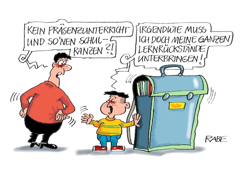 Cartoon: Rückständiges ständig (medium) by RABE tagged corona,bildung,bildungsminister,kanzleramt,bildungskonferenz,lehrerkonferenz,laptop,ausstatung,digitalisierung,bildungsmonitor,internetzugan,wlan,aufwachen,präsenzunterricht,lernrückstand,schulranzen,vater,sohn,lockdown,fallzahlen,rki,kontaktbeschränkungen,corona,bildung,bildungsminister,kanzleramt,bildungskonferenz,lehrerkonferenz,laptop,ausstatung,digitalisierung,bildungsmonitor,internetzugan,wlan,aufwachen,präsenzunterricht,lernrückstand,schulranzen,vater,sohn,lockdown,fallzahlen,rki,kontaktbeschränkungen