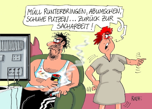 Cartoon: Sacharbeiter (medium) by RABE tagged spd,nahles,umfragewerte,afd,wählergunst,prozent,rabe,ralf,böhme,cartoon,karikatur,pressezeichnung,farbcartoon,tagescartoon,baum,raben,tante,scholz,groko,koalitionsstreit,asylstreit,asylkompromiss,fahrplan,sacharbeit,konzept,parteivorsitz,parteiwahlen,spahn,cdu,vorsitz,merz,kramp,karrenbauer,akk,fernseher,ehepaar,abwasch,schuhputzer,müll,spd,nahles,umfragewerte,afd,wählergunst,prozent,rabe,ralf,böhme,cartoon,karikatur,pressezeichnung,farbcartoon,tagescartoon,baum,raben,tante,scholz,groko,koalitionsstreit,asylstreit,asylkompromiss,fahrplan,sacharbeit,konzept,parteivorsitz,parteiwahlen,spahn,cdu,vorsitz,merz,kramp,karrenbauer,akk,fernseher,ehepaar,abwasch,schuhputzer,müll