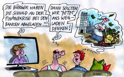 Cartoon: Sackkarre (medium) by RABE tagged bundesregierung,kanzlerin,merkel,cdu,schäuble,finanzminister,banken,bankenchefs,ackermann,bankenviertel,investmentbank,euro,krise,eu,schuldenkrise,brüssel,griechenland,rettungsschirm,banker,spekulanten,börse,aktien,straßenprotest,demo,barrikaden,machenschaften,finanzkrise,pleite,bankenrettung,bürger,sackkarre,geldscheine,bundesregierung,kanzlerin,merkel,cdu,schäuble,finanzminister,banken,bankenchefs,ackermann