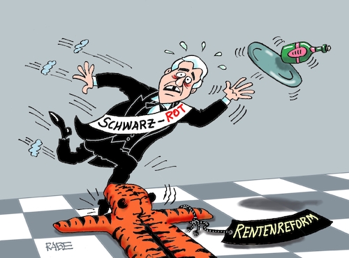 Cartoon: Same Procedure (medium) by RABE tagged merz,kanzler,koalition,union,spd,klingbeil,cartoon,karikatur,pressezeichnung,farbcartoon,tagescartoon,weihnachten,silvester,neujahr,silvesternacht,tv,sketch,james,sophie,dinner,for,one,rente,rentenreform,rentenpaket,tigerfell,sturzgefahr,merz,kanzler,koalition,union,spd,klingbeil,cartoon,karikatur,pressezeichnung,farbcartoon,tagescartoon,weihnachten,silvester,neujahr,silvesternacht,tv,sketch,james,sophie,dinner,for,one,rente,rentenreform,rentenpaket,tigerfell,sturzgefahr