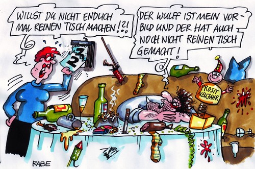 Cartoon: Saubermann (medium) by RABE tagged wulff,bundespräsident,staatsoberhaupt,affäre,kredit,privatkredit,urlaubsreisen,geerkens,florida,bild,bildzeitung,pressefreiheit,diekmann,journalisten,tisch,tischkultur,reinemachen,silvester,neujahr,silvesterfeier,raketen,knaller,dreck,unordnung,bundespräsident,wulff,bild,zeitung,springer,ag,drohung,krieg,affäre,kreditaffäre