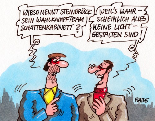 Cartoon: Schattenkabinett (medium) by RABE tagged wahlkampf,spd,peer,steinbrück,bundestagswahl,sozialdemokraten,schattenkabinett,rabe,ralf,böhme,cartoon,karikatur,pressezeichnung,wahlkampfteam,lichtgestalten,wahlsieg,wähler,umfragen,rotgrün,steinbrück,peer,spd,wahlkampf,bundestagswahl,sozialdemokraten,schattenkabinett,rabe,ralf,böhme,cartoon,karikatur,pressezeichnung,wahlkampfteam,lichtgestalten,wahlsieg,wähler,umfragen,rotgrün