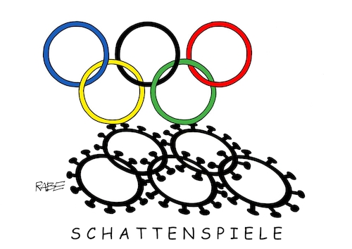 Cartoon: Schattiges (medium) by RABE tagged olympiade,sport,tokio,japan,sportler,olympiafeuer,feuer,flamme,rabe,ralf,böhme,cartoon,karikatur,pressezeichnung,farbcartoon,tagescartoon,fechter,säbel,degen,florett,spieß,corona,virus,deltavirus,schatten,schattenspiele,olympiade,sport,tokio,japan,sportler,olympiafeuer,feuer,flamme,rabe,ralf,böhme,cartoon,karikatur,pressezeichnung,farbcartoon,tagescartoon,fechter,säbel,degen,florett,spieß,corona,virus,deltavirus,schatten,schattenspiele