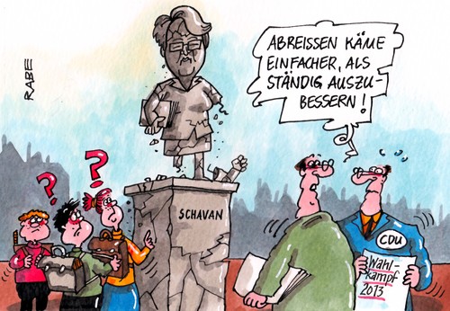 Cartoon: Schavanschlawinerin (medium) by RABE tagged schavandenkmal,schavan,bundesbildungsministerin,betrug,plagiat,plagiatsaffäre,guttenberg,studium,uni,doktorarbeit,rabe,ralf,böhme,cartoon,karikatur,düsseldorf,wissenschaftsstreit,prüfverfahren,fakultät,fakultätsrat,gutachter,verfahren,doktor,doktortitel,entzug,prüfung,täuschung,merkel,kanzlerin,cdu,vertrauen,rücktrittsforderung,promotionsarbeit,anette,schule,sculkinder,denkmal,schavandenkmal,schavan,bundesbildungsministerin,betrug,plagiat,plagiatsaffäre,guttenberg,studium,uni,doktorarbeit,rabe,ralf,böhme,cartoon,karikatur,düsseldorf,wissenschaftsstreit,prüfverfahren,fakultät,fakultätsrat,gutachter,verfahren,doktor,doktortitel,entzug,prüfung,täuschung,merkel,kanzlerin,cdu,vertrauen,rücktrittsforderung,promotionsarbeit,anette,schule,sculkinder,denkmal