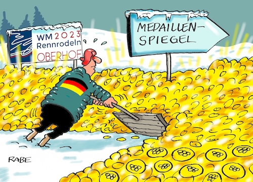 Cartoon: Schieber (medium) by RABE tagged oberhof,rennrodler,rennrodeln,schlitten,bob,bobbahn,eiskanal,sportler,rabe,ralf,böhme,cartoon,karikatur,pressezeichnung,farbcartoon,tagescartoon,medaillen,medaillenregen,goldmedaille,medaillenspiegel,schneeschieber,oberhof,rennrodler,rennrodeln,schlitten,bob,bobbahn,eiskanal,sportler,rabe,ralf,böhme,cartoon,karikatur,pressezeichnung,farbcartoon,tagescartoon,medaillen,medaillenregen,goldmedaille,medaillenspiegel,schneeschieber