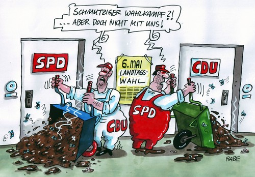 Cartoon: Schmutziges (medium) by RABE tagged landtagswahl,wahlkampf,schleswig,holstein,spitzenkandidaten,jager,albig,spd,cdu,fdp,grüne,piratenpartei,stimmzettel,wahllokal,stimmabgabe,mai,schubkarre,dreck,mist,jauche,beschuldigungen,wählerverband,schwarzgelb,rotgrün,koalition,landtag,landtagswahl,wahlkampf,schleswig holstein,schleswig,holstein