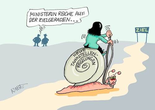 Cartoon: Schneckentempo (medium) by RABE tagged merz,kanzler,koalition,union,spd,klingbeil,cartoon,karikatur,pressezeichnung,farbcartoon,tagescartoon,bürokratie,verwaltung,beamte,modernisierung,monster,drachen,schwert,holzschwert,nägel,säge,reiche,wirtschaftsministerin,ziel,zielgerade,schnecke,schneckentempo,irankriek,mineralölkonzern,preissprünge,spritpreise,senkung,tankstellenregelung,trump,hormus,merz,kanzler,koalition,union,spd,klingbeil,cartoon,karikatur,pressezeichnung,farbcartoon,tagescartoon,bürokratie,verwaltung,beamte,modernisierung,monster,drachen,schwert,holzschwert,nägel,säge,reiche,wirtschaftsministerin,ziel,zielgerade,schnecke,schneckentempo,irankriek,mineralölkonzern,preissprünge,spritpreise,senkung,tankstellenregelung,trump,hormus