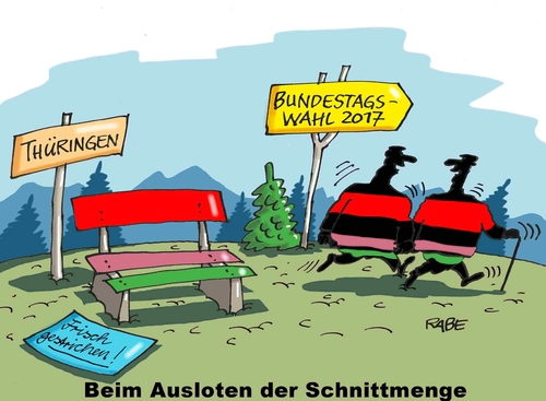 Cartoon: Schnittmenge (medium) by RABE tagged schnittmenge,bundestag,bundestagswahl,rot,grün,rotrotgrün,thüringen,ramelow,koalition,linke,grüne,spd,rabe,ralf,böhme,cartoon,karikatur,tagescartoon,bank,abgeordnete,farbe,wanderer,schnittmenge,bundestag,bundestagswahl,rot,grün,rotrotgrün,thüringen,ramelow,koalition,linke,grüne,spd,rabe,ralf,böhme,cartoon,karikatur,tagescartoon,bank,abgeordnete,farbe,wanderer