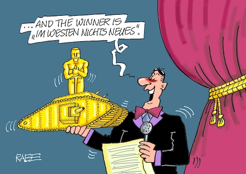 Cartoon: Schwere Geschütze (medium) by RABE tagged oscar,oscarverleihung,oscarstatue,los,angeles,hollywood,dolby,theatre,antikriegsfilm,winner,im,westen,nichts,neues,regie,set,musik,panzer,schützenpanzer,rabe,ralf,böhme,cartoon,karikatur,pressezeichnung,farbcartoon,tagescartoon,bühne,trophäe,preisverleihung,bekanntgabe,ukrainekrieg,oscar,oscarverleihung,oscarstatue,los,angeles,hollywood,dolby,theatre,antikriegsfilm,winner,im,westen,nichts,neues,regie,set,musik,panzer,schützenpanzer,rabe,ralf,böhme,cartoon,karikatur,pressezeichnung,farbcartoon,tagescartoon,bühne,trophäe,preisverleihung,bekanntgabe,ukrainekrieg