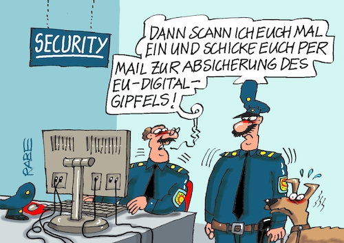 Cartoon: Security First (medium) by RABE tagged merz,union,kanzler,fritze,koalition,spd,klingbeil,bundesregierung,rabe,ralf,böhme,cartoon,karikatur,pressezeichnung,farbcartoon,tagescartoon,trump,putin,krisen,tv,nachrichten,waschmaschine,macron,eu,berlin,frankreich,it,ki,chatgpt,digitales,digitalgipfel,gipfel,security,mail,internet,absicherung,sicherheit,polizei,merz,union,kanzler,fritze,koalition,spd,klingbeil,bundesregierung,rabe,ralf,böhme,cartoon,karikatur,pressezeichnung,farbcartoon,tagescartoon,trump,putin,krisen,tv,nachrichten,waschmaschine,macron,eu,berlin,frankreich,it,ki,chatgpt,digitales,digitalgipfel,gipfel,security,mail,internet,absicherung,sicherheit,polizei