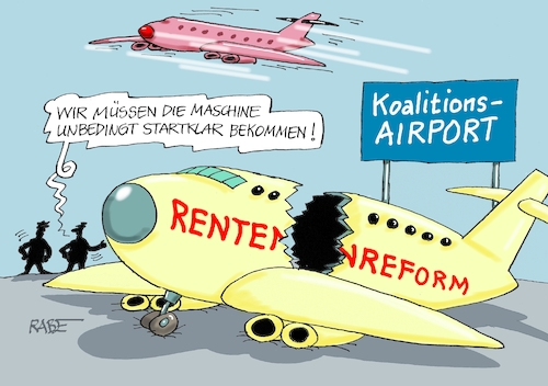 Cartoon: Startklar (medium) by RABE tagged merz,kanzler,koalition,union,spd,klingbeil,cartoon,karikatur,pressezeichnung,farbcartoon,tagescartoon,db,bahn,frühling,frühjahr,frühjahrsputz,ice,zug,blumenkasten,blumenkästen,esc,songcontest,rente,rentenreform,rentner,reform,bas,flugzeug,bruch,flughafen,start,merz,kanzler,koalition,union,spd,klingbeil,cartoon,karikatur,pressezeichnung,farbcartoon,tagescartoon,db,bahn,frühling,frühjahr,frühjahrsputz,ice,zug,blumenkasten,blumenkästen,esc,songcontest,rente,rentenreform,rentner,reform,bas,flugzeug,bruch,flughafen,start