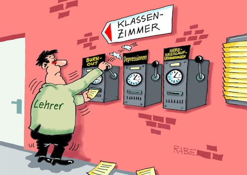 Cartoon: Stechuhren (medium) by RABE tagged bildung,bildungswesen,lehrer,schüler,schule,arbeitszeit,rabe,ralf,böhme,cartoon,karikatur,pressezeichnung,farbcartoon,tagescartoon,schulklassen,lehrermangel,klassenzimmer,schulnoten,stress,herz,kreislauf,erkrankungen,stundenausfall,burnout,depressionen,ausfall,stechuhr,karteikarten,arbeitszeitbemessung,arbeitszeiterfassung,bildung,bildungswesen,lehrer,schüler,schule,arbeitszeit,rabe,ralf,böhme,cartoon,karikatur,pressezeichnung,farbcartoon,tagescartoon,schulklassen,lehrermangel,klassenzimmer,schulnoten,stress,herz,kreislauf,erkrankungen,stundenausfall,burnout,depressionen,ausfall,stechuhr,karteikarten,arbeitszeitbemessung,arbeitszeiterfassung