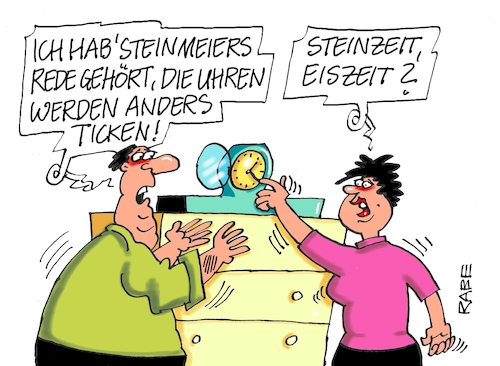 Cartoon: Steinizeit (medium) by RABE tagged hitze,dürre,klima,klimawandel,wetterextreme,trockenheit,rabe,ralf,böhme,cartoon,karikatur,pressezeichnung,farbcartoon,tagescartoon,sommer,extremwetter,zeitumstellung,winterzeit,uhren,uhrenumstellung,steinmeier,standuhr,rede,nnation,tickzack,ukrainekrieg,gaskrise,hitze,dürre,klima,klimawandel,wetterextreme,trockenheit,rabe,ralf,böhme,cartoon,karikatur,pressezeichnung,farbcartoon,tagescartoon,sommer,extremwetter,zeitumstellung,winterzeit,uhren,uhrenumstellung,steinmeier,standuhr,rede,nnation,tickzack,ukrainekrieg,gaskrise