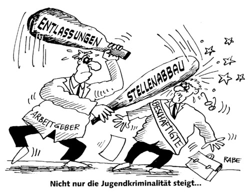 Cartoon: Stellenabbau (medium) by RABE tagged arbeitgeber,arbeitnehmer,gewerkschaft,verdi,knüppel,euro,lohn,gehalt,lohnforderungen,einsparungen,chef,vorgesetzter,prügeln,angestellte,öffentlicher,dienst,kriminalität,jugendkriminalität,prügel,schlagen,sterne,kampf,entlassungen,stellenabbau,arbeitgeber,arbeitnehmer,gewerkschaft,verdi,knüppel,euro,lohn,gehalt,lohnforderungen,einsparungen,vorgesetzter,chef,prügeln,öffentlicher,dienst,kriminalität,prügel,schlagen,jugendkriminalität,arbeit,job