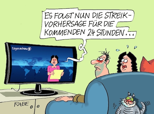 Cartoon: Streikwettervorhersage (medium) by RABE tagged merz,kanzler,koalition,union,spd,klingbeil,cartoon,karikatur,pressezeichnung,farbcartoon,tagescartoon,bürokratie,verwaltung,beamte,modernisierung,monster,drachen,schwert,holzschwert,nägel,säge,streik,gewerkschaft,verdi,flughafen,flugstreik,wetter,wettervorhersage,arbeitskampf,lufthansa,flugbegleiter,pilot,streikvorhersagee,tv,nachrichten,merz,kanzler,koalition,union,spd,klingbeil,cartoon,karikatur,pressezeichnung,farbcartoon,tagescartoon,bürokratie,verwaltung,beamte,modernisierung,monster,drachen,schwert,holzschwert,nägel,säge,streik,gewerkschaft,verdi,flughafen,flugstreik,wetter,wettervorhersage,arbeitskampf,lufthansa,flugbegleiter,pilot,streikvorhersagee,tv,nachrichten