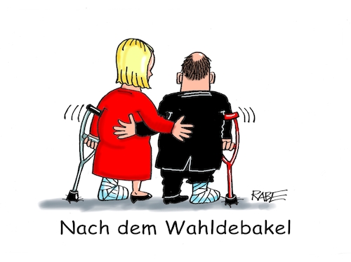 Cartoon: Stützen und trösten (medium) by RABE tagged faeser,innenministerin,hessen,landtagswahl,rabe,ralf,böhme,cartoon,karikatur,pressezeichnung,farbcartoon,tagescartoon,wahlkampf,schlauchboot,umfragetief,briefkasten,postkasten,briefwähler,nichtwähler,landtagswahlen,wahlergebnisse,wahldebakel,wahlniederlage,olaf,scholz,krücken,stützen,gehhilfen,faeser,innenministerin,hessen,landtagswahl,rabe,ralf,böhme,cartoon,karikatur,pressezeichnung,farbcartoon,tagescartoon,wahlkampf,schlauchboot,umfragetief,briefkasten,postkasten,briefwähler,nichtwähler,landtagswahlen,wahlergebnisse,wahldebakel,wahlniederlage,olaf,scholz,krücken,stützen,gehhilfen