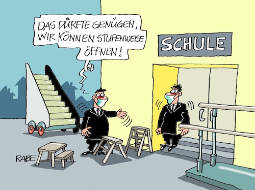 Cartoon: Stufenplan (medium) by RABE tagged corona,bildung,bildungsminister,kanzleramt,bildungskonferenz,lehrerkonferenz,laptop,ausstatung,digitalisierung,bildungsmonitor,internetzugan,wlan,aufwachen,wechselunterricht,stufenplan,fallzahlen,videokonferenz,rki,lockdown,shutdown,stufen,treppe,treppenstufen,trittleiter,corona,bildung,bildungsminister,kanzleramt,bildungskonferenz,lehrerkonferenz,laptop,ausstatung,digitalisierung,bildungsmonitor,internetzugan,wlan,aufwachen,wechselunterricht,stufenplan,fallzahlen,videokonferenz,rki,lockdown,shutdown,stufen,treppe,treppenstufen,trittleiter