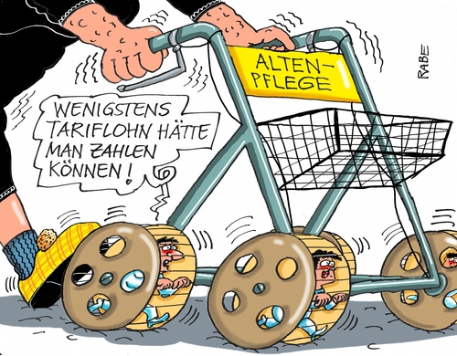 Cartoon: Tariflohn (medium) by RABE tagged tariflohn,tarif,pflegesätze,altenpflege,pflegeheim,altersheim,pflege,betreuung,rabe,ralf,böhme,cartoon,karikatur,pressezeichnung,farbcartoon,tagescartoon,rolator,hamsterrad,tariflohn,tarif,pflegesätze,altenpflege,pflegeheim,altersheim,pflege,betreuung,rabe,ralf,böhme,cartoon,karikatur,pressezeichnung,farbcartoon,tagescartoon,rolator,hamsterrad