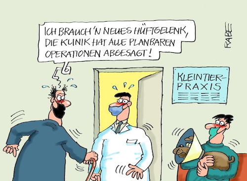 Cartoon: Tierärztliches (medium) by RABE tagged corona,kliniken,intensivbetten,überbelegung,op,operationen,hüftgelenk,kleintierpraxis,tierarzt,tierarztpraxis,hund,rentner,intensivstation,corona,kliniken,intensivbetten,überbelegung,op,operationen,hüftgelenk,kleintierpraxis,tierarzt,tierarztpraxis,hund,rentner,intensivstation