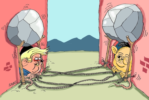 Cartoon: Treffen Trump und Kim III (medium) by RABE tagged kim,jong,un,moon,nordkorea,südkorea,brücke,frieden,atomwaffenabbau,rabe,ralf,böhme,cartoon,karikatur,pressezeichnung,farbcartoon,tagescartoon,machthaber,abrüstung,atomraketen,treffen,trump,usa,president,singapur,kim,jong,un,moon,nordkorea,südkorea,brücke,frieden,atomwaffenabbau,rabe,ralf,böhme,cartoon,karikatur,pressezeichnung,farbcartoon,tagescartoon,machthaber,abrüstung,atomraketen,treffen,trump,usa,president,singapur