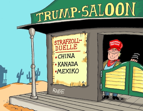 Cartoon: Trumps Saloon (medium) by RABE tagged donald,trump,kamala,harris,präsidentschaftswahl,usa,wahlkampf,joe,biden,rabe,ralf,böhme,cartoon,karikatur,pressezeichnung,farbcartoon,tagescartoon,mc,donalds,burger,handelskrieg,zoll,strafzoll,strafzölle,china,kanada,mexiko,saloon,kneipe,duell,donald,trump,kamala,harris,präsidentschaftswahl,usa,wahlkampf,joe,biden,rabe,ralf,böhme,cartoon,karikatur,pressezeichnung,farbcartoon,tagescartoon,mc,donalds,burger,handelskrieg,zoll,strafzoll,strafzölle,china,kanada,mexiko,saloon,kneipe,duell