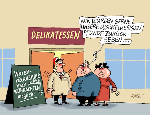 Cartoon: Überflüssiges (medium) by RABE tagged merz,kanzler,koalition,union,spd,klingbeil,cartoon,karikatur,pressezeichnung,farbcartoon,tagescartoon,haushalt,schulden,rente,rentenreform,krankenkasse,kassenbeitrag,krankenhaus,bett,welle,umtausch,rücknahme,warenumtausch,weihnachten,weihnachtsmann,delikatessen,gewicht,gewichtzunahme,pfund,süßes,schokolade,merz,kanzler,koalition,union,spd,klingbeil,cartoon,karikatur,pressezeichnung,farbcartoon,tagescartoon,haushalt,schulden,rente,rentenreform,krankenkasse,kassenbeitrag,krankenhaus,bett,welle,umtausch,rücknahme,warenumtausch,weihnachten,weihnachtsmann,delikatessen,gewicht,gewichtzunahme,pfund,süßes,schokolade