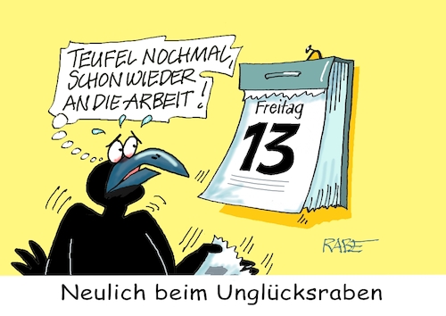 Cartoon: Unglücksrabe (medium) by RABE tagged merz,kanzler,koalition,union,spd,klingbeil,cartoon,karikatur,pressezeichnung,farbcartoon,tagescartoon,bürokratie,verwaltung,beamte,modernisierung,monster,drachen,schwert,holzschwert,nägel,säge,freitag,dreizehnte,unglück,unglücksrabe,aberglaube,angst,vogel,kalender,abreisskalender,merz,kanzler,koalition,union,spd,klingbeil,cartoon,karikatur,pressezeichnung,farbcartoon,tagescartoon,bürokratie,verwaltung,beamte,modernisierung,monster,drachen,schwert,holzschwert,nägel,säge,freitag,dreizehnte,unglück,unglücksrabe,aberglaube,angst,vogel,kalender,abreisskalender