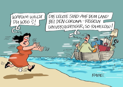 Cartoon: Unvorsichtigkeiten (medium) by RABE tagged corona,bundländerkonferenz,merkel,kanzleramt,lockerungen,stufenplan,öffnungen,lockdown,shutdown,baumärkte,impfdosen,rki,fallzahlen,inzidenzwert,spahn,impfzentren,impfreihenfolge,notbremse,unvorsichtigkeit,land,wasser,coronaregeln,bodo,ramelow,boot,ruder,corona,bundländerkonferenz,merkel,kanzleramt,lockerungen,stufenplan,öffnungen,lockdown,shutdown,baumärkte,impfdosen,rki,fallzahlen,inzidenzwert,spahn,impfzentren,impfreihenfolge,notbremse,unvorsichtigkeit,land,wasser,coronaregeln,bodo,ramelow,boot,ruder