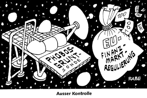 Cartoon: Verschollen im Weltall (medium) by RABE tagged eu,euro,eurokrise,schulden,finanzmarkt,finanzmarktregulierung,kontrolle,finanzminister,rettungsschirm,kredit,banken,weltraumsonde,sonde,phobos,grunt,mars,marsmond,weltraumstation,russland,all,universum,sterne,planeten,himmelskörper,eu,brüssel,euro,eurozone,eurokrise,banken,anleger,börse,kredit,finanzen,finanzmarkt