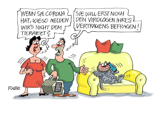 Cartoon: Vertrauensvirologe (medium) by RABE tagged virus,corona,pandemie,coronakrise,rabe,ralf,böhme,cartoon,karikatur,pressezeichnung,farbcartoon,tagescartoon,viren,virenschutz,mundschutz,desinfektion,föderal,föderalismus,ländersache,meldeapp,warnapp,tierarzt,tierarztpraxis,meldepflicht,coronafälle,tiere,hund,katze,virologen,handy,anruf,befragung,überträger,virus,corona,pandemie,coronakrise,rabe,ralf,böhme,cartoon,karikatur,pressezeichnung,farbcartoon,tagescartoon,viren,virenschutz,mundschutz,desinfektion,föderal,föderalismus,ländersache,meldeapp,warnapp,tierarzt,tierarztpraxis,meldepflicht,coronafälle,tiere,hund,katze,virologen,handy,anruf,befragung,überträger