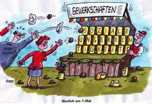 Cartoon: Volksfest (medium) by RABE tagged mai,maidemonstration,gewerkschaft,gewerkschaftsdemo,tarif,tarifkampf,arbeitskampf,kampftag,werktätige,arbeitnehmer,arbeitgeber,verdi,lohnanpassung,lohnforderung,euro,krise,sozialamt,arbeitsamt,arbeitslosigkeit,hartz,vier,ungerechtigkeit,arbeitskampfmaßnahme,streik,streikbrecher,lohntüte,mainelke,linke,rote,spd,transparent,fahne,rummelplatz,büchsenzielwurf,blechdose,ball,männer,frauen,gewerkschaftsmitglieder,gerechtigkeit,wurf,schießbude,jahrmarkt,zielwurf,abschießen,ötv,gew,ig,metall,mai,maidemonstration,gewerkschaft,gewerkschaftsdemo,tarif,tarifkampf,arbeitskampf,kampftag,werktätige,arbeitnehmer,arbeitgeber,verdi,lohnforderung,lohnanpassung