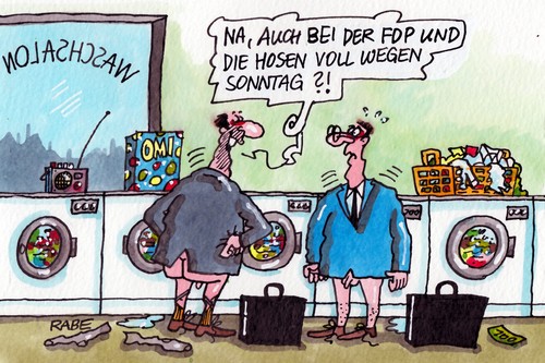 Cartoon: Volle Hosen (medium) by RABE tagged fdp,liberale,rösler,brüderle,koalition,wahlbeteiligung,merkel,kanzlerin,bundestagswahl,zweitstimme,leihstimme,wahlprognose,bundestag,rabe,ralf,böhme,cartoon,karikatur,pressezeichnung,farbcartoon,waschsalon,waschpulver,waschmaschine,waschvollautomat,buntwäsche,hose,parteimitglieder,scheiße,omo,wahlsonntag,wahlkabine,stimmzettel,fdp,liberale,rösler,brüderle,koalition,wahlbeteiligung,merkel,kanzlerin,bundestagswahl,zweitstimme,leihstimme,wahlprognose,bundestag,rabe,ralf,böhme,cartoon,karikatur,pressezeichnung,farbcartoon,waschsalon,waschpulver,waschmaschine,waschvollautomat,buntwäsche,hose,parteimitglieder,scheiße,omo,wahlsonntag,wahlkabine,stimmzettel