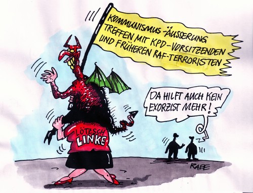 Cartoon: Vom Teufel besessen (medium) by RABE tagged linke,kommunisten,pds,sed,euro,kpd,gesine,lötzsch,stasi,unrechtsstaat,raf,teufel,satan,exorzist,exorzismus,linke,kommunisten,pds,sed,euro,kpd,gesine,lötzsch,stasi,unrechtsstaat,raf,teufel,satan,exorzist,exorzismus