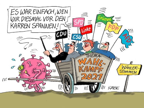 Cartoon: Vor den Karren gespannt (medium) by RABE tagged corona,bildung,bildungsminister,kanzleramt,bildungskonferenz,lehrerkonferenz,laptop,ausstatung,digitalisierung,bildungsmonitor,internetzugan,wlan,aufwachen,lockdown,shutdown,fallzahlen,rki,inzidenzwert,impfstoff,impfstoffbeschaffung,wahljahr,wahlkampf,mutanten,karre,karren,einspänner,cdu,spd,afd,linke,grüne,union,csu,wählerstimmen,corona,bildung,bildungsminister,kanzleramt,bildungskonferenz,lehrerkonferenz,laptop,ausstatung,digitalisierung,bildungsmonitor,internetzugan,wlan,aufwachen,lockdown,shutdown,fallzahlen,rki,inzidenzwert,impfstoff,impfstoffbeschaffung,wahljahr,wahlkampf,mutanten,karre,karren,einspänner,cdu,spd,afd,linke,grüne,union,csu,wählerstimmen