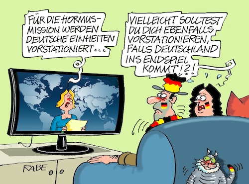 Cartoon: Vorstationierung (medium) by RABE tagged fußball,nagelsmann,spieler,wm,kader,usa,ball,sport,tor,spielfeld,schiedsrichter,videobeweis,rabe,ralf,böhme,cartoon,karikatur,pressezeichnung,farbcartoon,tagescartoon,hund,bundesliga,ballaballa,vorstaionierung,endspiel,katze,tv,news,hormus,hormusmission,pistorius,einsatz,meerenge,marineboote,kriegschiffe,fußball,nagelsmann,spieler,wm,kader,usa,ball,sport,tor,spielfeld,schiedsrichter,videobeweis,rabe,ralf,böhme,cartoon,karikatur,pressezeichnung,farbcartoon,tagescartoon,hund,bundesliga,ballaballa,vorstaionierung,endspiel,katze,tv,news,hormus,hormusmission,pistorius,einsatz,meerenge,marineboote,kriegschiffe