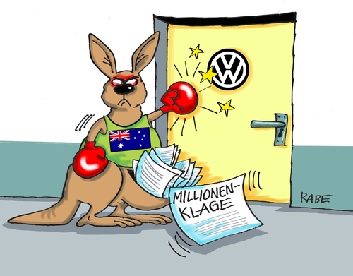 Cartoon: VW (medium) by RABE tagged vw,wolfsburg,abgase,abgastest,manipulation,winterkorn,usa,abgasmanipulation,rabe,ralf,böhme,cartoon,karikatur,pressezeichnung,farbcartoon,tagescartoon,millionenforderungenwolfsburg,australien,känguru,millionenklage,vw,wolfsburg,abgase,abgastest,manipulation,winterkorn,usa,abgasmanipulation,rabe,ralf,böhme,cartoon,karikatur,pressezeichnung,farbcartoon,tagescartoon,millionenforderungenwolfsburg,australien,känguru,millionenklage