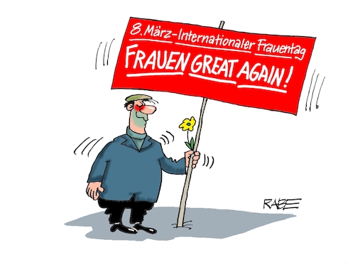 Cartoon: Weltfrauentag (medium) by RABE tagged merz,kanzler,koalition,union,spd,klingbeil,cartoon,karikatur,pressezeichnung,farbcartoon,tagescartoon,bürokratie,verwaltung,beamte,modernisierung,monster,drachen,schwert,holzschwert,nägel,säge,frau,frauentag,weltfrauentag,gleichstellung,gleichberechtigung,transparent,merz,kanzler,koalition,union,spd,klingbeil,cartoon,karikatur,pressezeichnung,farbcartoon,tagescartoon,bürokratie,verwaltung,beamte,modernisierung,monster,drachen,schwert,holzschwert,nägel,säge,frau,frauentag,weltfrauentag,gleichstellung,gleichberechtigung,transparent