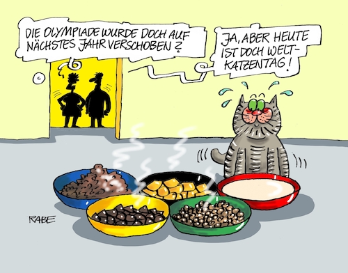 Cartoon: Weltkatzentag II (medium) by RABE tagged virus,corona,pandemie,coronakrise,rabe,ralf,böhme,cartoon,karikatur,pressezeichnung,farbcartoon,tagescartoon,viren,virenschutz,mundschutz,desinfektion,föderal,föderalismus,ländersache,olympia,olimpiade,sommerspiele,verschiebung,tokio,japan,katze,kater,weltkatzentag,haustier,sphinx,ägypten,kratzbaum,ehepaar,fressnapf,katzenfutter,virus,corona,pandemie,coronakrise,rabe,ralf,böhme,cartoon,karikatur,pressezeichnung,farbcartoon,tagescartoon,viren,virenschutz,mundschutz,desinfektion,föderal,föderalismus,ländersache,olympia,olimpiade,sommerspiele,verschiebung,tokio,japan,katze,kater,weltkatzentag,haustier,sphinx,ägypten,kratzbaum,ehepaar,fressnapf,katzenfutter