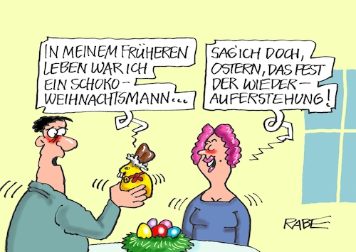 Cartoon: Wiederbelebung (medium) by RABE tagged ostern,osterhase,ostereier,ostergras,rabe,ralf,böhme,cartoon,karikatur,pressezeichnung,farbcartoon,tagescartoon,intelligenz,ki,künstliches,gedicht,ostergedicht,weihnachtsmann,schokolade,schokohohlkörper,schokoweihnachtsmann,schokoosterhase,lindt,jesus,kreuzigung,auferstehung,wiederauferstehung,osternest,ostern,osterhase,ostereier,ostergras,rabe,ralf,böhme,cartoon,karikatur,pressezeichnung,farbcartoon,tagescartoon,intelligenz,ki,künstliches,gedicht,ostergedicht,weihnachtsmann,schokolade,schokohohlkörper,schokoweihnachtsmann,schokoosterhase,lindt,jesus,kreuzigung,auferstehung,wiederauferstehung,osternest