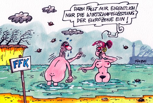 Cartoon: Wirtschaftsleistung (medium) by RABE tagged wirtschaftsleistung,konjunktur,euro,eurozone,eurokrise,brüssel,leistungsfähigkeit,aufschwung,abschwung,rabe,ralf,böhme,cartoon,karikatur,rettungsschirm,griechenland,rezession,schrumpfung,krisenländer,schulden,rückgang,fkk,strand,ostsee,baden,wasser,wellen,kälte,nackt,pimmel,wirtschaftsleistung,konjunktur,euro,eurozone,eurokrise,brüssel,leistungsfähigkeit,aufschwung,abschwung,rabe,ralf,böhme,cartoon,karikatur,rettungsschirm,griechenland,rezession,schrumpfung,krisenländer,schulden,rückgang,fkk,strand,ostsee,baden,wasser,wellen,kälte,nackt,pimmel