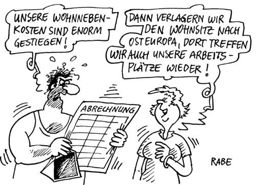 Cartoon: Wohnnebenkosten (medium) by RABE tagged wohnnebenkostenabrechnung,energiekosten,nachzahlung,zuzahlung,euro,krise,wirtschaftspolitik,miete,heizkosten,gaskosten,gaspreise,wassergebühren,müllgebühren,abwasserkosten,strom,gas,wasser,abschlag,kilowatt,kubikmeter,liter,bundesregierung,energiekonzerne,energieriesen,atomkraft,wasserkraft,umwelt,wohnung,eigentumswohnug,untermieter,mietvertrag,stromanbieter,mann,frau,ehepaarbrief,briefkuvertverlagerung,wohnsitz,arbeitsplatz,job,gehalt,osteuropa,wohnnebenkostenabrechnung,stromverbrau,energieverbrauch,stromzähler,euro,krise,gaspreise,gaspreiserhöhung,kubikmeter,kilowattstunde,energie,verbrauch,kosten,wohnen,rechnung