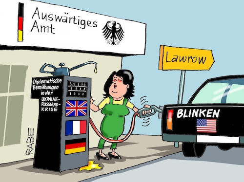 Cartoon: Zapfsäuliges (medium) by RABE tagged ampel,ampelkoalition,koalitionsvertrag,fdp,spd,grüne,rabe,ralf,böhme,cartoon,karikatur,pressezeichnung,farbcartoon,tagescartoon,analena,baerbock,habeck,außenministerin,blinken,lawrow,ukrainekrise,ukraine,russland,putin,verhandlungen,diplomatie,tankstelle,zapfsäule,benzin,zapfpistole,ampel,ampelkoalition,koalitionsvertrag,fdp,spd,grüne,rabe,ralf,böhme,cartoon,karikatur,pressezeichnung,farbcartoon,tagescartoon,analena,baerbock,habeck,außenministerin,blinken,lawrow,ukrainekrise,ukraine,russland,putin,verhandlungen,diplomatie,tankstelle,zapfsäule,benzin,zapfpistole