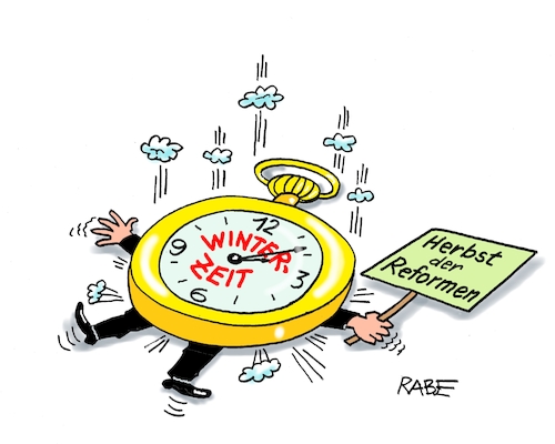 Zeitreform (medium) Cartoon: Zeitreform (medium) by RABE tagged merz,union,kanzler,fritze,koalition,spd,klingbeil,bundesregierung,rabe,ralf,böhme,cartoon,karikatur,pressezeichnung,farbcartoon,tagescartoon,trump,putin,krisen,tv,nachrichten,waschmaschine,herbst,reformen,winterzeit,zeitumstellung,taschuhr,uhr,merz,union,kanzler,fritze,koalition,spd,klingbeil,bundesregierung,rabe,ralf,böhme,cartoon,karikatur,pressezeichnung,farbcartoon,tagescartoon,trump,putin,krisen,tv,nachrichten,waschmaschine,herbst,reformen,winterzeit,zeitumstellung,taschuhr,uhr