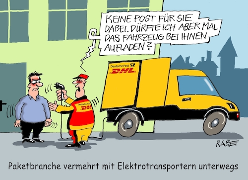 Cartoon: Ziemlich geladen (medium) by RABE tagged post,postagentur,dhl,briefträger,zusteller,briefe,pakete,beschwerden,kunden,rabe,ralf,böhme,cartoon,karikatur,pressezeichnung,farbcartoon,tagescartoon,schubkarre,mistgabel,beschwerdebriefe,postkunden,transporter,elektrotransporter,elektroauto,stecker,ladestation,ladekabel,paketdienst,paketbranche,umwelt,klima,kunde,paketzusteller,post,postagentur,dhl,briefträger,zusteller,briefe,pakete,beschwerden,kunden,rabe,ralf,böhme,cartoon,karikatur,pressezeichnung,farbcartoon,tagescartoon,schubkarre,mistgabel,beschwerdebriefe,postkunden,transporter,elektrotransporter,elektroauto,stecker,ladestation,ladekabel,paketdienst,paketbranche,umwelt,klima,kunde,paketzusteller