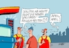 Cartoon: April April (small) by RABE tagged merz,kanzler,koalition,union,spd,klingbeil,cartoon,karikatur,pressezeichnung,farbcartoon,tagescartoon,db,bahn,frühling,frühjahr,frühjahrsputz,ice,zug,blumenkasten,blumenkästen,trump,irankrieg,spritpreis,spritpreisregelung,preiserhöhung,mineralölkonzerne,april,scherz,scherzkeks,tankstelle,tankwart,aprilscherz